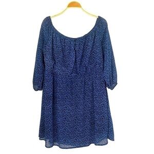 ABERCROMBIE & FITCH Women’s Sz L Abstract Print Blue Short Mini Babydoll Dress